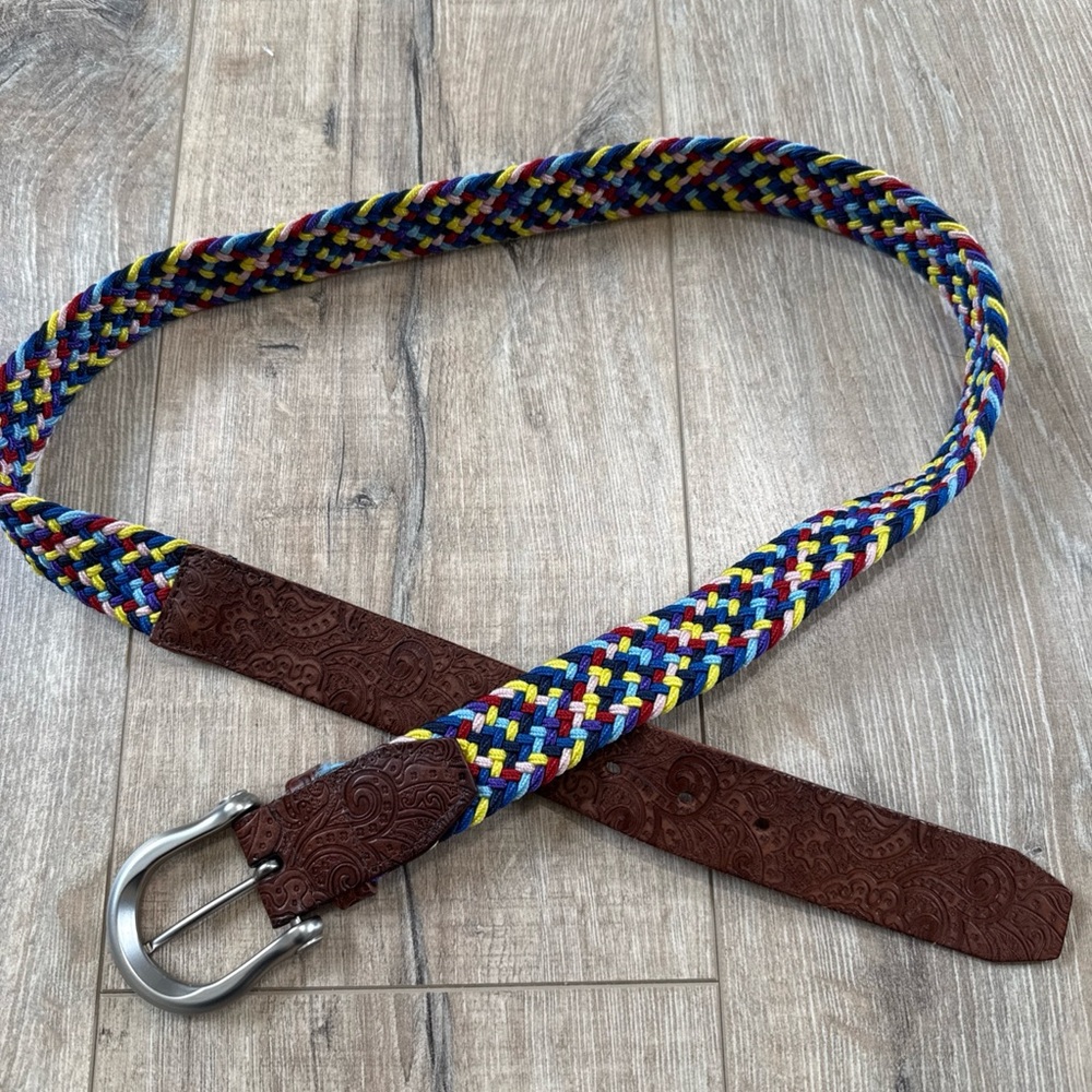 NWOT Multicolor Braided Leather Belt preppy  casual